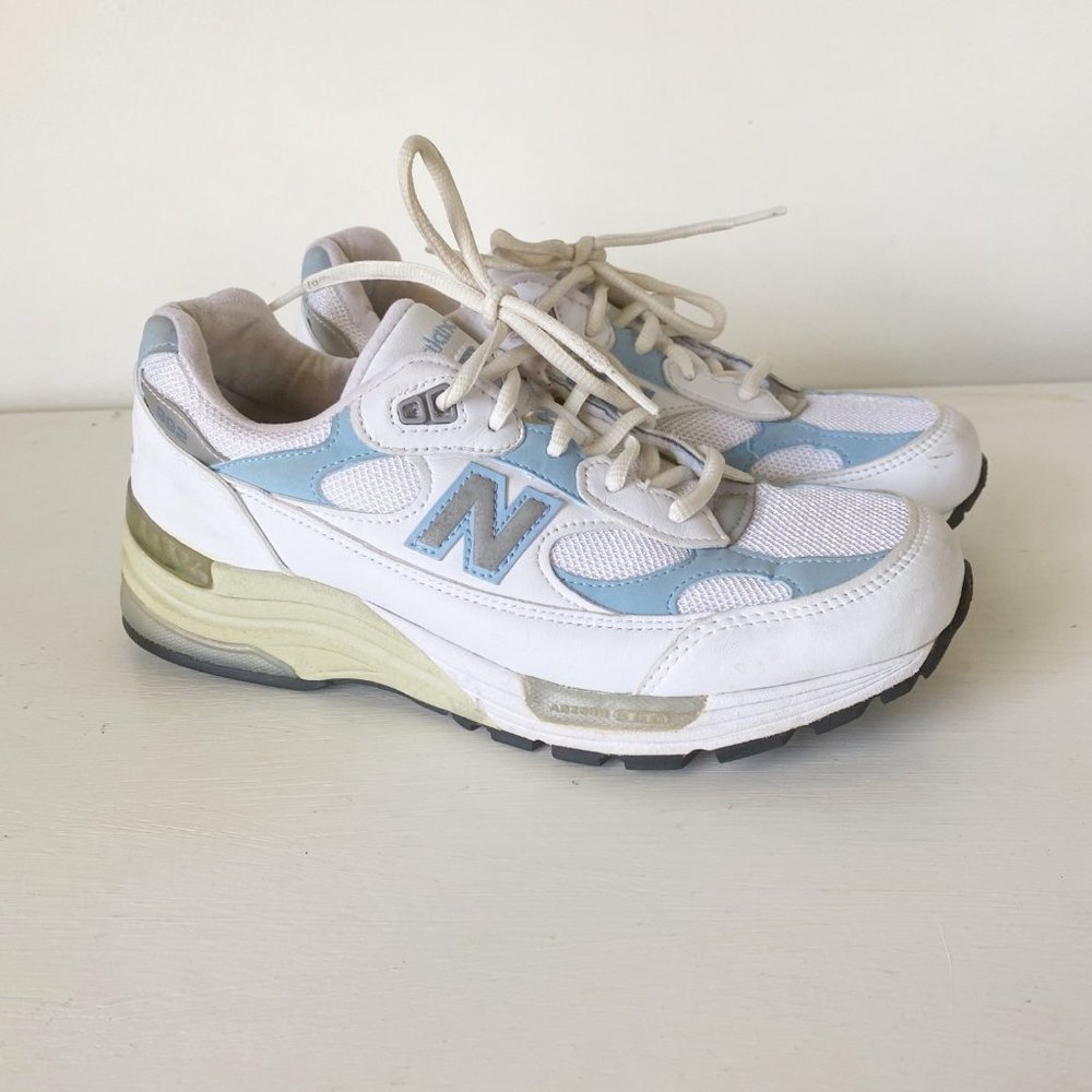 Women's New Balance 992 Made in USA Sneakers White Blue Sz 6 W992BW